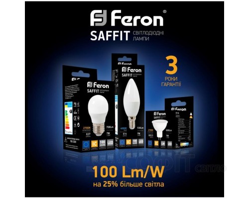Світлодіодна лампа C37 Feron LB-197 7W E14 4000K SAFFIT