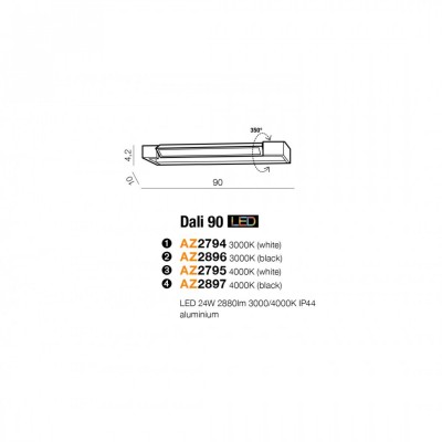Бра AZzardo DALI 90 4000K WHITE AZ2795