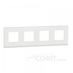 Рамка 4-постовая, матовое стекло/белый, Unica New Pure, NU600889 Schneider Electric