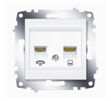 Розетка TF RJ11, комп'ютерна RJ45 CAT6 ABB Cosmo білий 619-010200-249