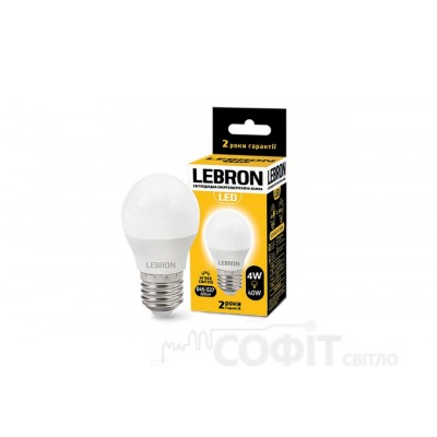 Лампа світлодіодна LED Lebron L-G45 4W E27 3000K 220V 320Lm 11-12-41