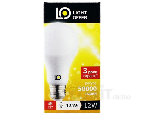 Лампа світлодіодна A65 LightOffer LED-12-022 12W 4000K 220V E27