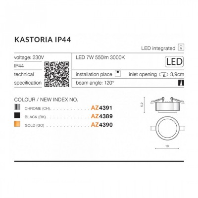 Точковий світильник AZzardo KASTORIA 3000K GO AZ4390