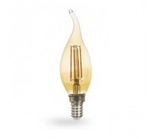 Лампа светодиодная C37 Свеча на ветру Feron LB-159 Золото 6W E14 2200K Filament