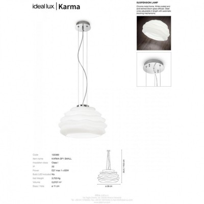 Подвесной светильник Ideal Lux KARMA SP1 SMALL 132389
