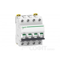 Автоматичний вимикач 10А, 4 полюси, крива B, 6кА Schneider Electric Acti9 iC60N A9F78410