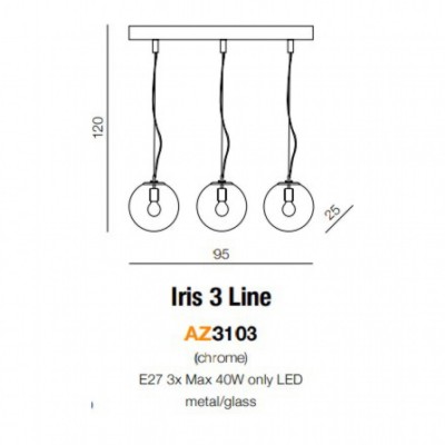 Подвесной светильник AZzardo IRIS 3 LINE CHROME AZ3103 Подвесной светильник AZzardo IRIS 3 LINE CHROME AZ3103