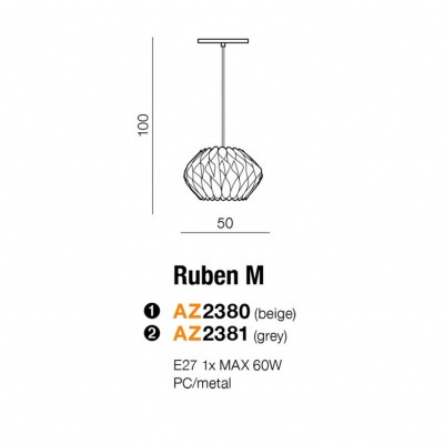 Подвесной светильник AZzardo RUBEN M BEIGE AZ2380