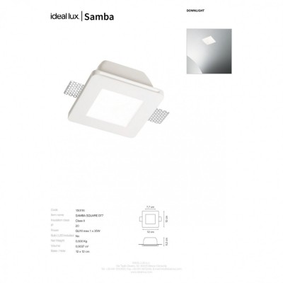 Точковий світильник Ideal Lux SAMBA SQUARE D77 150116 Точковий світильник Ideal Lux SAMBA SQUARE D77 150116
