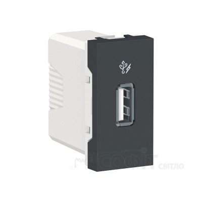 Розетка USB для зарядки, 1 модуль, антрацит, Unica New, NU342854 Schneider Electric