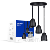 Светильник подвесной светодиодный GPL-01C GLOBAL 3x7W 4100K черный (3-GPL-12141-CB)