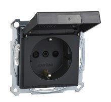 Розетка SCHUKO с защитными шторками, с заземлением, с крышкой IP44, антрацит, Schneider Electric Merten System M, MTN2314-0414