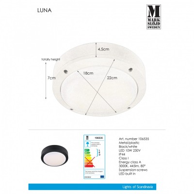 Стельовий світильник MarkSlojd Sweden LUNA Plafond Black 106535