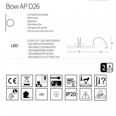 Бра Ideal Lux BOW AP D26 OTTONE SATINATO 121154