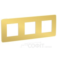 3-постова рамка, золото/білий, Unica New Studio Metal, NU280659 Schneider Electric