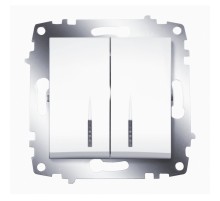 Выключатель 2 клавишный с подсветкой LED ABB Cosmo белый 619-010200-203