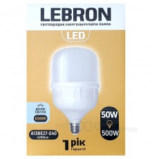 Лампа светодиодная LED Lebron L-A138 50W E27 6500K 220V 4250Lm 11-18-27