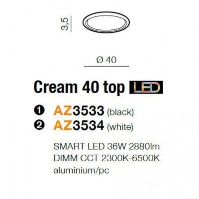 Потолочный светильник AZzardo Cream 40 Top Smart AZ3534