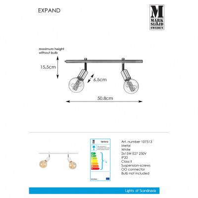 Спот MarkSlojd Sweden EXPAND Spot 2L 50cm E27 Cylinder White 107513