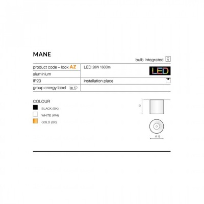 Точечный светильник AZzardo MANE 20W BK AZ4153