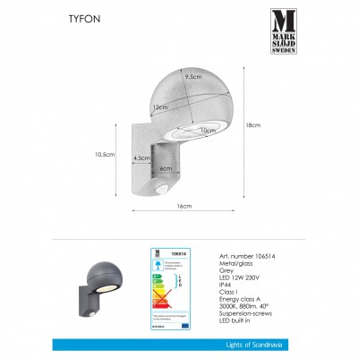 Вуличний світильник MarkSlojd Sweden Tyfon 106514