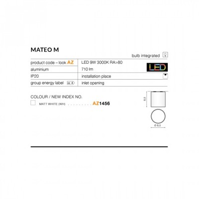 Точковий світильник AZzardo MATEO M WHITE AZ1456