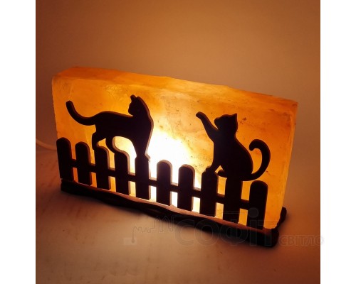 Сольова лампа "Коти на паркані" 2кг
