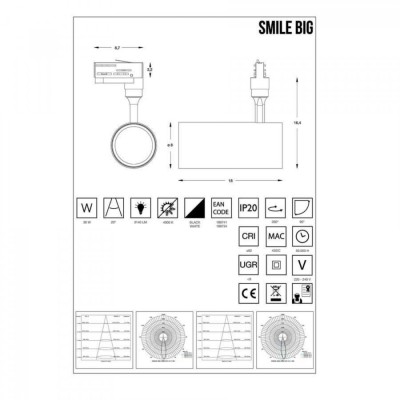 Трековий світильник Ideal Lux SMILE 30W CRI80 24° 4000K BK 189741 Трековий світильник Ideal Lux SMILE 30W CRI80 24° 4000K BK 189741