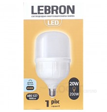 Лампа світлодіодна LED Lebron L-A80 20W E27 6500K 220V 1800Lm 11-18-12-1