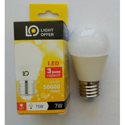 Лампа світлодіодна G45 LightOffer LED-07-022 7W 4000K 220V E27