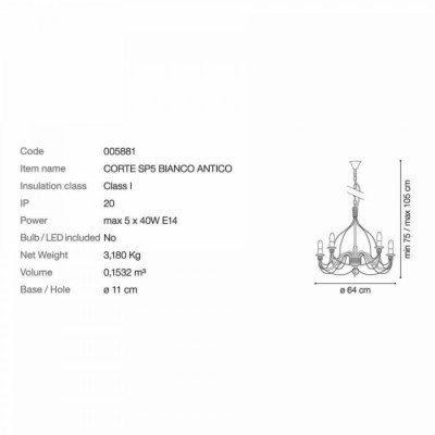 Люстра Ideal Lux CORTE SP5 RUGGINE 057187 Люстра Ideal Lux CORTE SP5 RUGGINE 057187