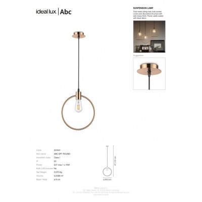 Подвесной светильник Ideal Lux ABC SP1 ROUND 207841