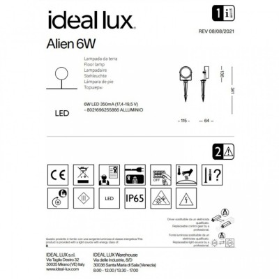 Направленный светильник Ideal Lux Alien pr 6w 255866 Направленный светильник Ideal Lux Alien pr 6w 255866