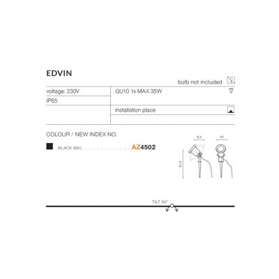 Ґрунтовий світильник AZzardo EDVIN BK AZ4502