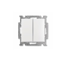 Вимикач 2 клавішний прохідний ABB Basic 55 слонова кістка, 2006/6/6 UC-92-507