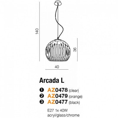 Подвесной светильник AZzardo ARCADA L CLEAR AZ0478