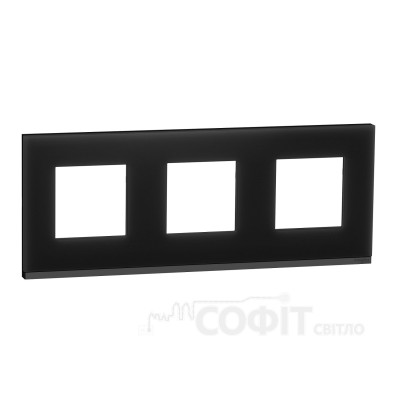 Рамка 3-постовая, черное стекло/антрацит, Unica New Pure, NU600686 Schneider Electric