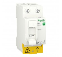 Вимикач диференціального струму (ПЗВ) 25А, 10мА, 2 полюси, Тип A Schneider Electric RESI9 R9R60225