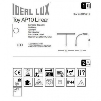 Бра Ideal Lux TOY AP 005225 Бра Ideal Lux TOY AP 005225