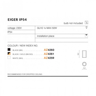 Точковий світильник AZzardo EIGER IP54 WH AZ4259
