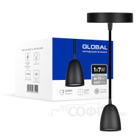 Світильник підвісний світлодіодний GPL-01C GLOBAL 7W 4100K чорний (1-GPL-10741-CB)
