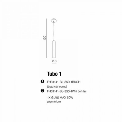 Підвісний світильник AZzardo TUBO 1 BLACKCHROM AZ1236