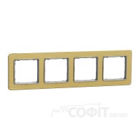 Рамка 4-постовая, матовое золото, Sedna Elements SDD371804, Schneider Electric