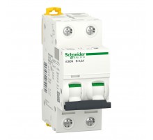 Автоматичний вимикач 0,5А, 2 полюси, крива B, 6кА Schneider Electric Acti9 iC60N A9F73270