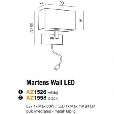 Бра AZzardo MARTENS WALL LED BLACK AZ1558