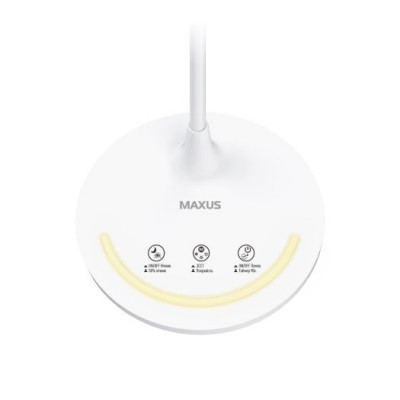 Настільна лампа MAXUS Desk Lamp 12W 3CCT WH, Біла, 1-MDL-12W-WSmile Настільна лампа MAXUS Desk Lamp 12W 3CCT WH, Біла, 1-MDL-12W-WSmile