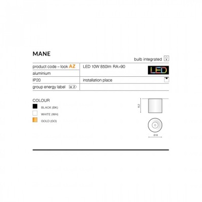 Точечный светильник AZzardo MANE 10W 4000K WHITE AZ4324