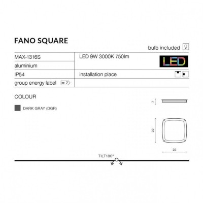 Потолочный светильник AZzardo FANO SQUARE AZ2186