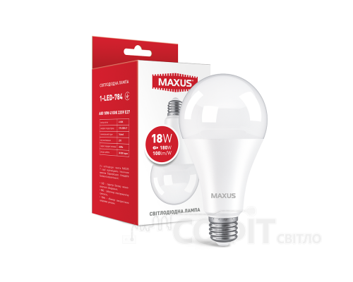 Лампа светодиодная A70 Maxus 1-LED-784 A80 18W 4100K 220V E27