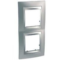 Рамка Unica MGU66.004V.038 2М вертикал хром матовий/алюміній Schneider Electric Top